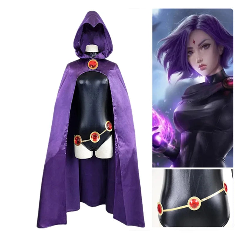 Women's Raven-Inspired Purple Cloak Halloween Costume