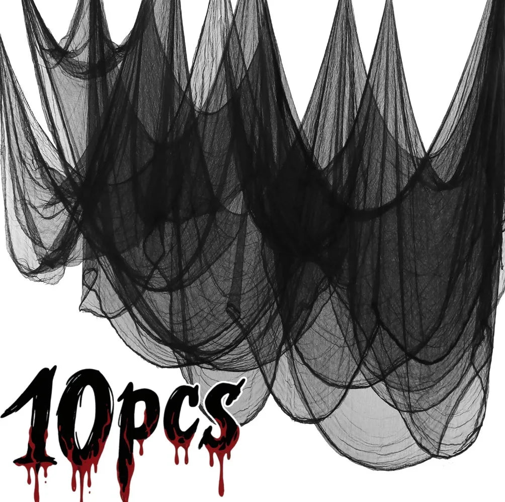 76x198cm Halloween Bloody Black Gauze Creepy Cloth Black for HorrorParty