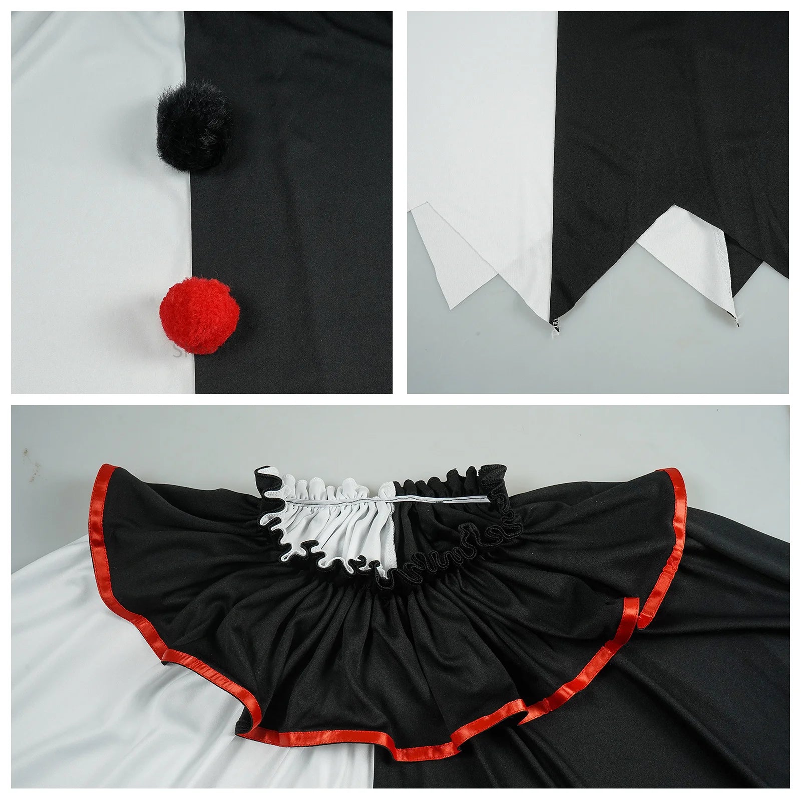 Scary Clown Costume Halloween Costume Black and White Cape Adult Costume Halloween Women's - View 2