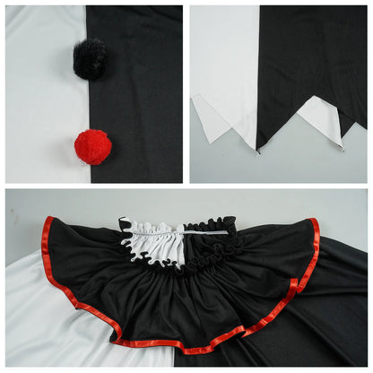 Scary Clown Costume Halloween Costume Black and White Cape Adult Costume Halloween Women's - View 2