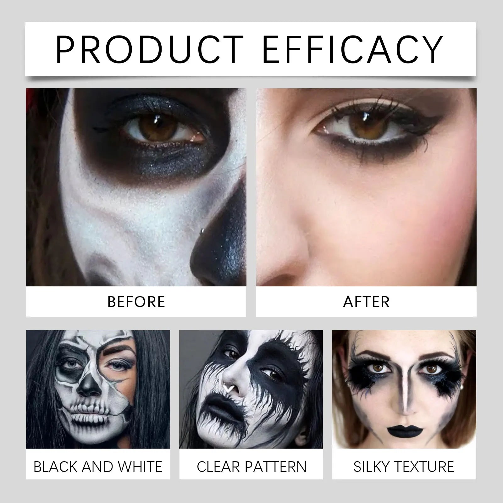 Black White Face Body Paint Kit Cover Foundation Clown Colorful Long Lasting Waterproof Halloween Festive - product image 5