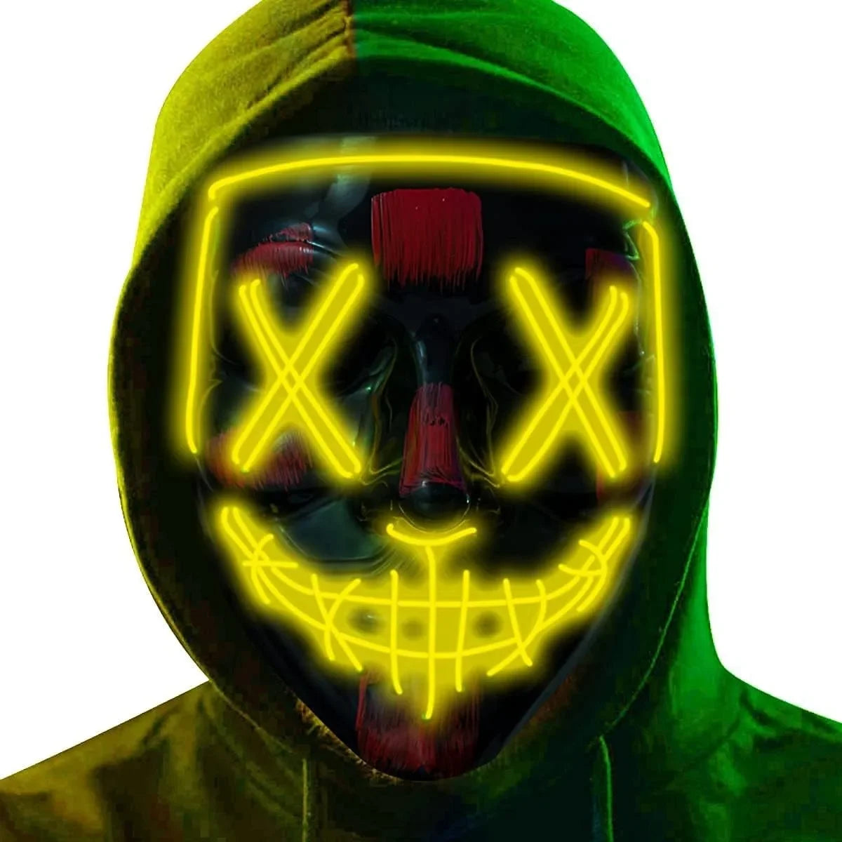 Poptrend Halloween Mask LED Light Up Mask Scary Mask for Costume Halloween Costume Parties - Purple Blue