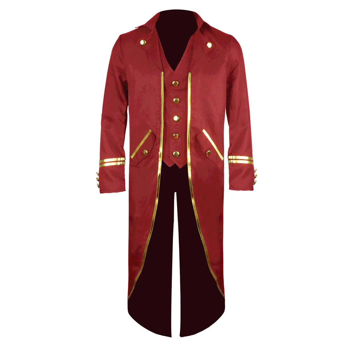 Men's Medieval Tuxedo Vintage Mid-Length Punk Gilt Stage Halloween Costume - White / M