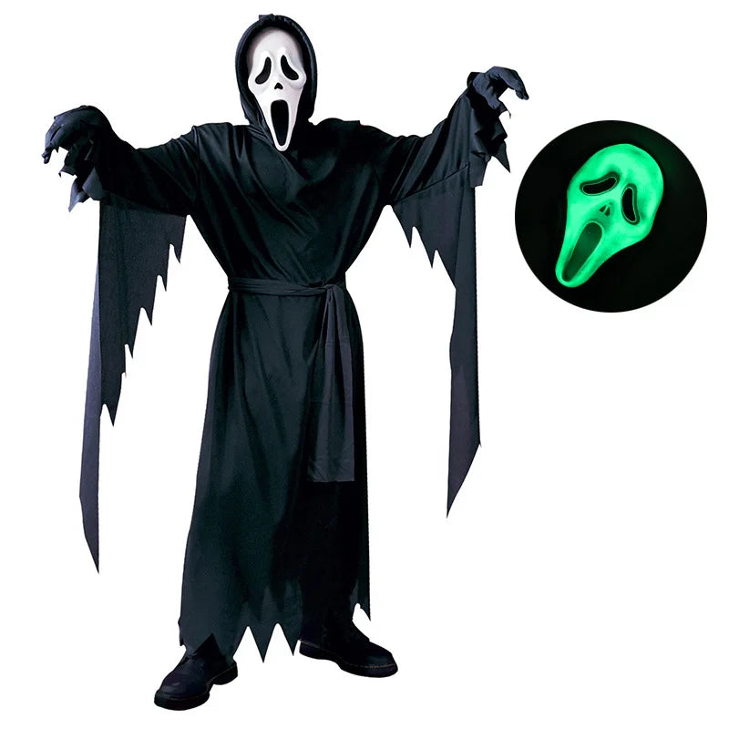 Hooded White Ghost Horror Costume with Mask - product image 13