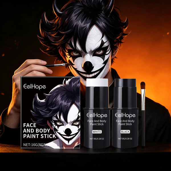 Black White Face Body Paint Kit Cover Foundation Clown Colorful Long Lasting Waterproof Halloween Festive - product image 1