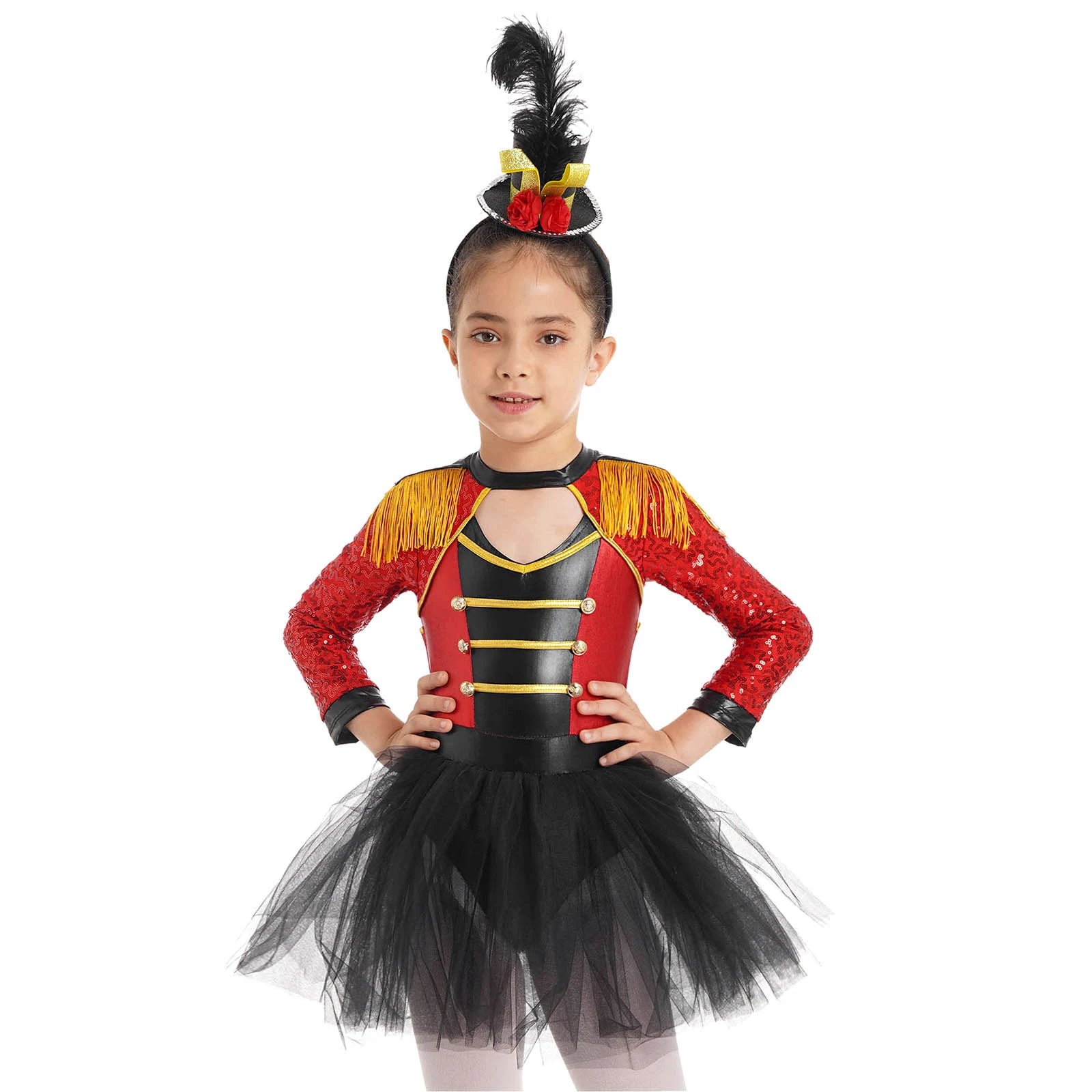 Kids' Teens Girls Magician Circus Clothes Long Sleeve Tutu Dress with Mini Costume - alternate view 2