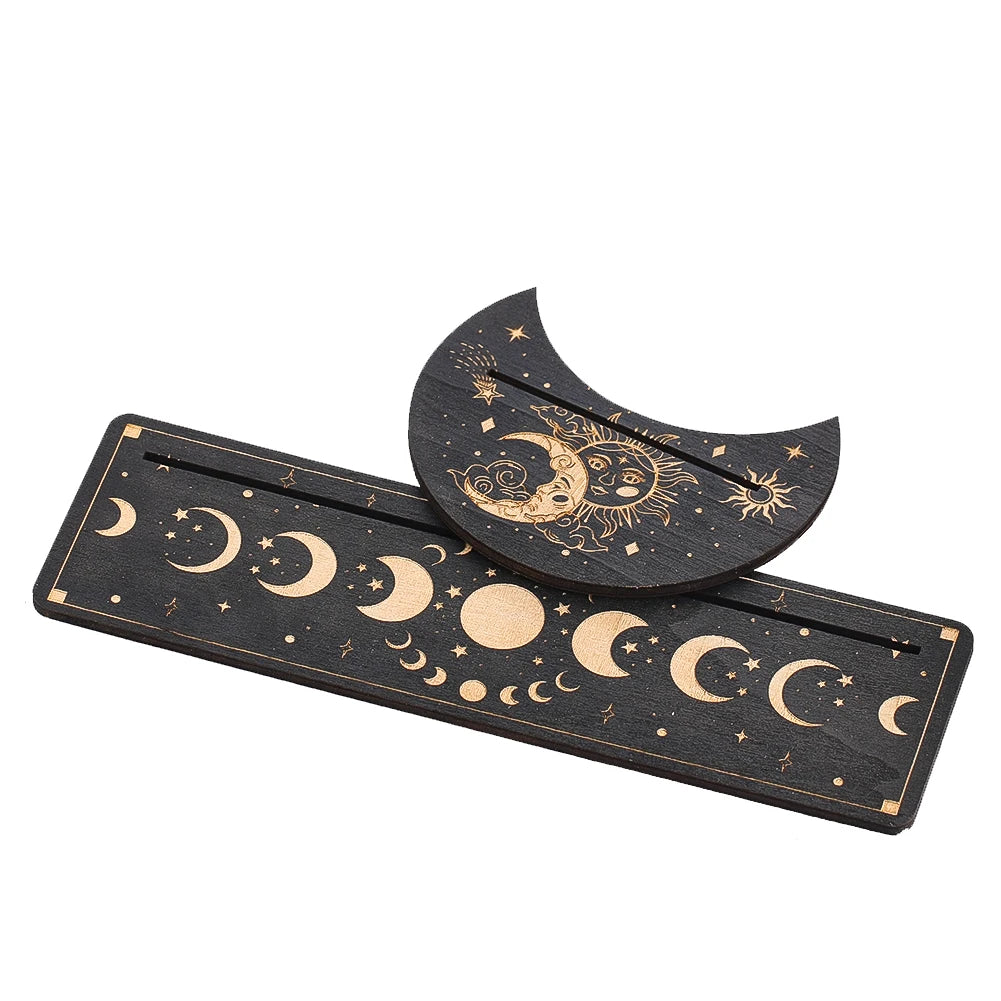 Sun & Moon Wooden Tarot Card Display Stand – 2 Piece Set