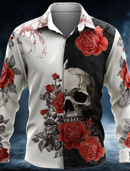 Men's Skeleton Skulls Shirt Button Long Sleeve Costume - alternate view 14