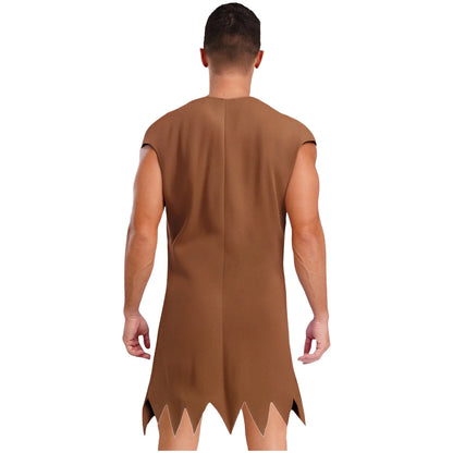 Men's Indian Indigenous Savage Aboriginal Hunter Sleeveless Fringe Costume - alternate view 3