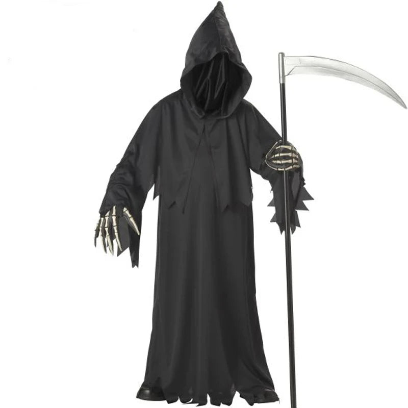 Grim Reaper Costume With Hat Mask Skeleton Hands Costume Adult Men Halloween Stage Role Playing Skeleton - product image 4