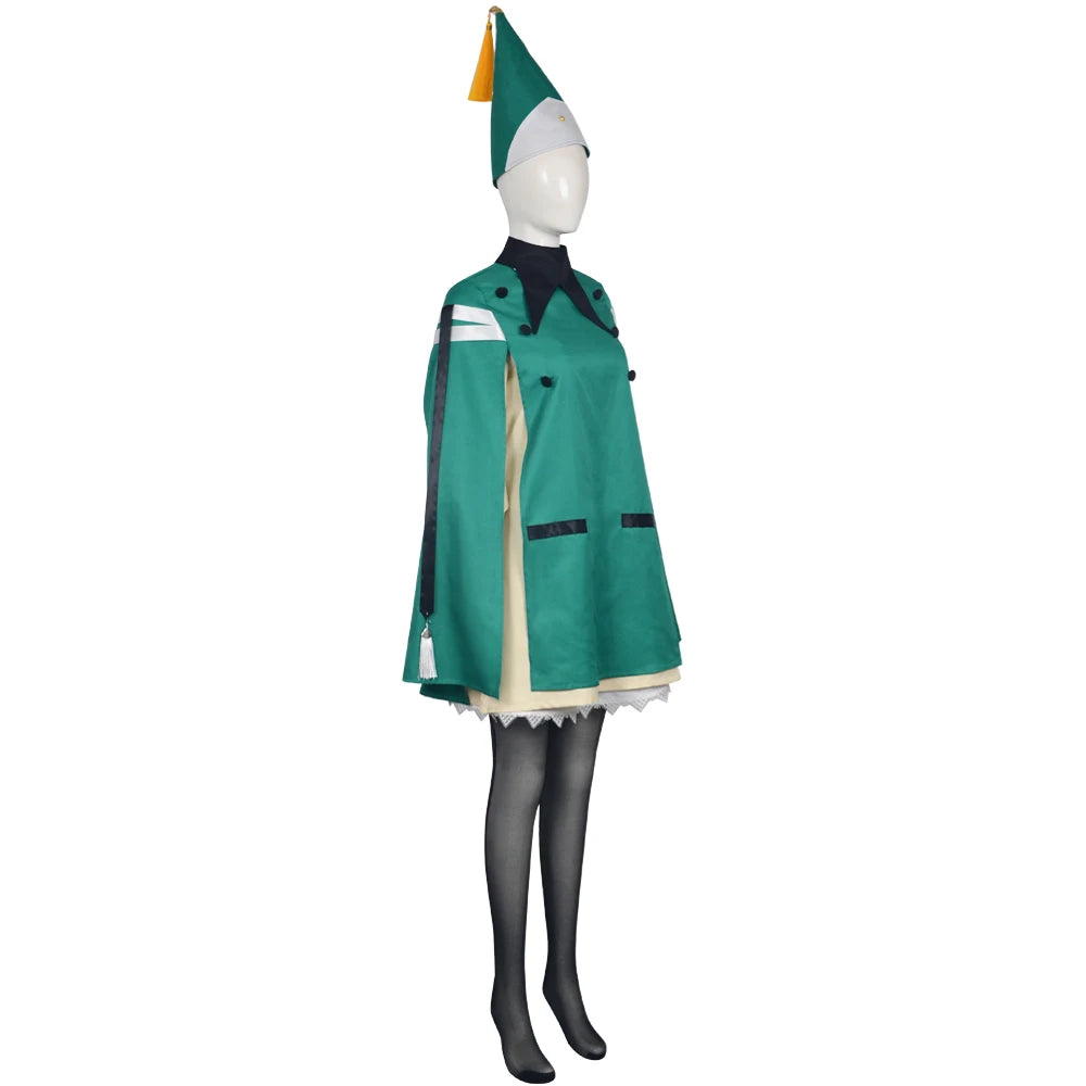 Anime Witch Hat Atelier Coco Cosplay Outfit Green Cloak Uniform Full Set With Hat Socks For Halloween Costume - product image 2