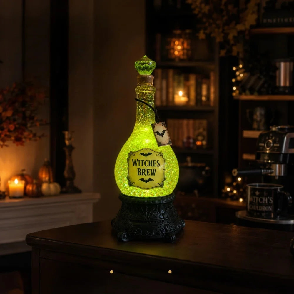 Witches' Brew LED Potion Bottle – Glitter Halloween Table Decoration