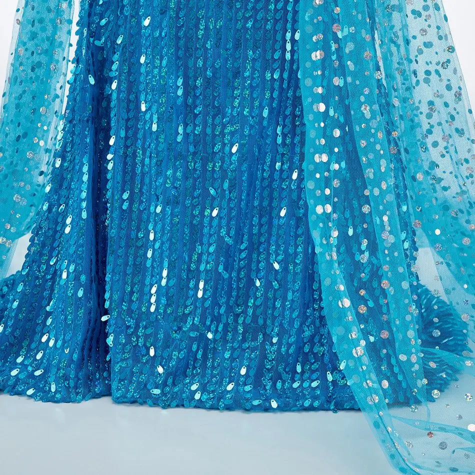 Ice Queen Princess Halloween Costume for Kids - Blue Sequin - product image 3