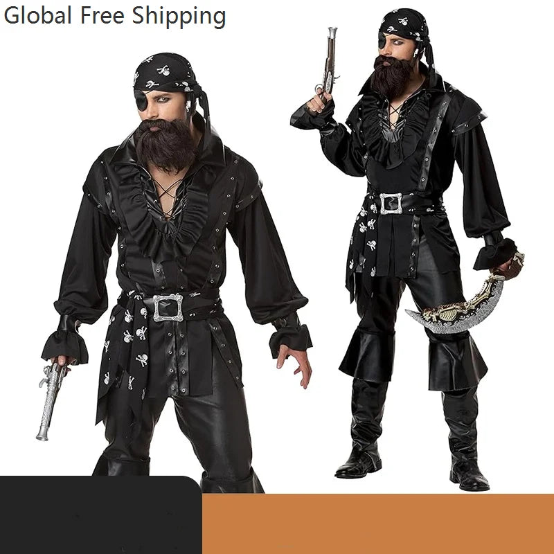 Halloween Medieval Pirate Captain Costume Adult Disguise Costume Male Game Uniform Pirate