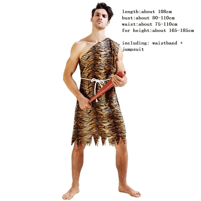 Men Women African Original Savage Costume Adults Wildman Costume Dress - 23 / One Size