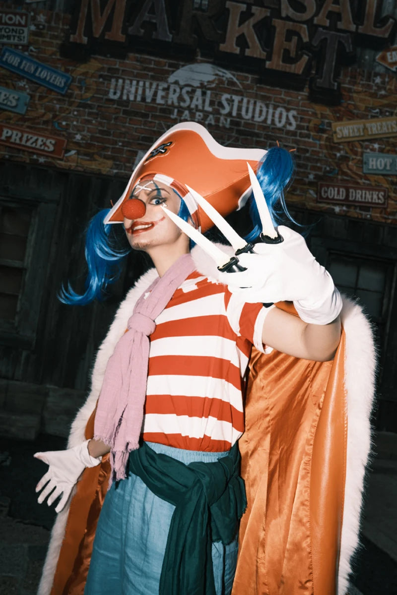 Anime Clown Buggy Costume Hat Pirate Buggy Orange Cloak Uniform Joker Full Set Halloween - Hat only / XXL