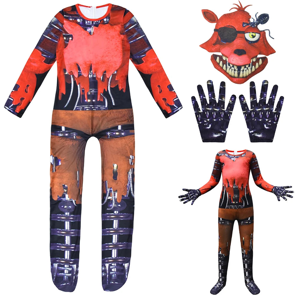 Kids Horriable Halloween Costume Five Nights F-Freddyeds Jumpsuit Cosplay Nightmare BonnieD Wolf Anime - product image 3