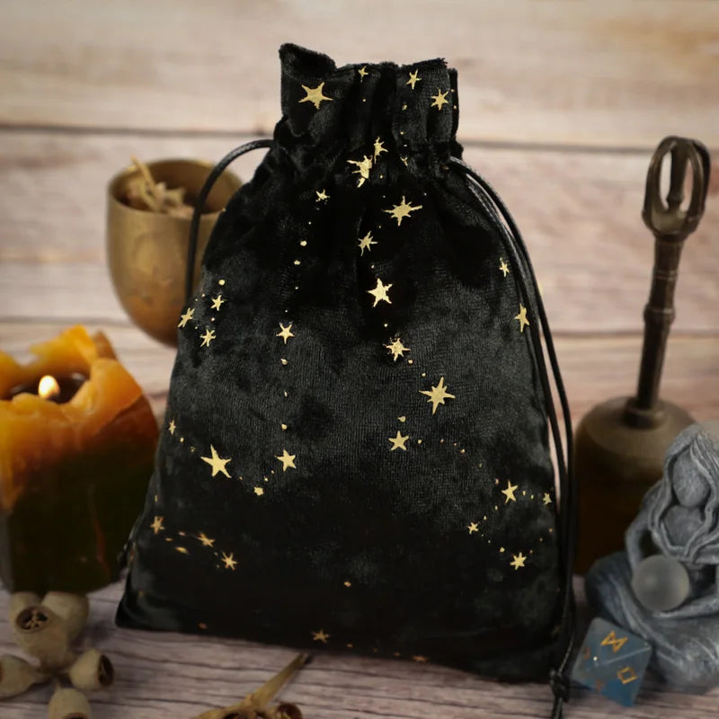 Star Print Velvet Tarot & Oracle Card Pouch