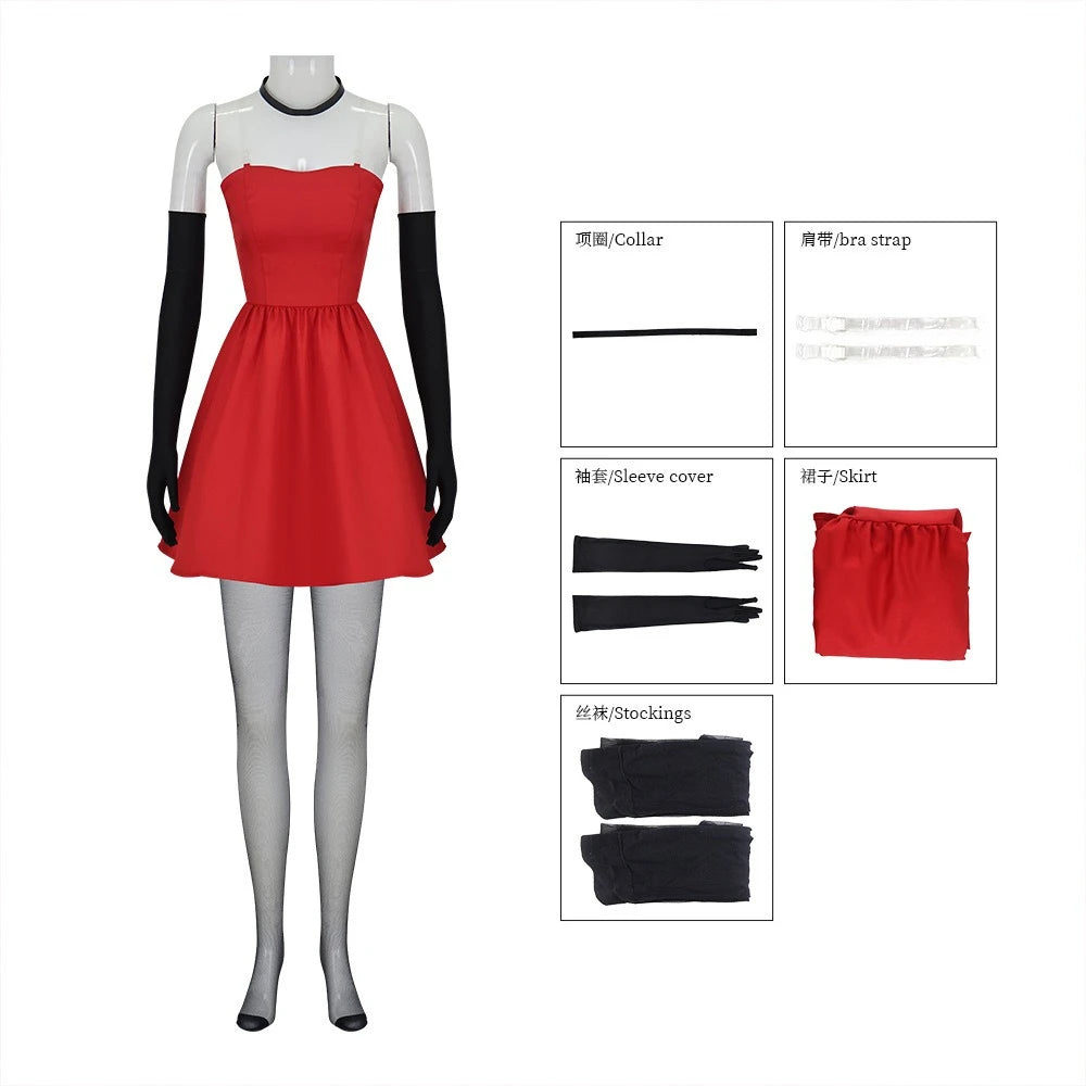 Little Yellow Man Killer Red Strapless Short Dress Cosplay Costume - view 6