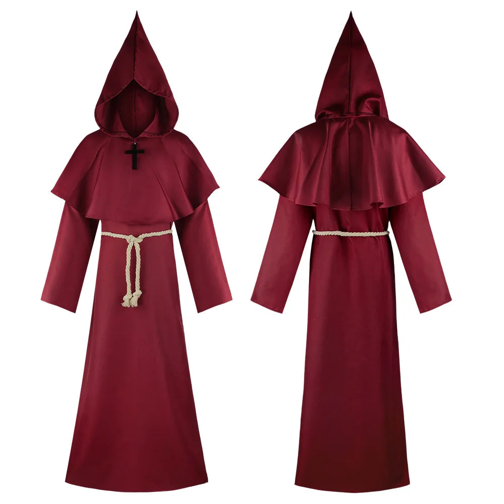 Halloween Grim Reaper cosplay costume Five Ghosts Costume Medieval Friar's Robe Monk Clothes Witch Priest Cos - product image 3