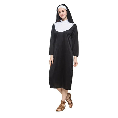 Halloween Costume Women's Nun Costume Traditional Adult Sister Black Robe Religious - View 7
