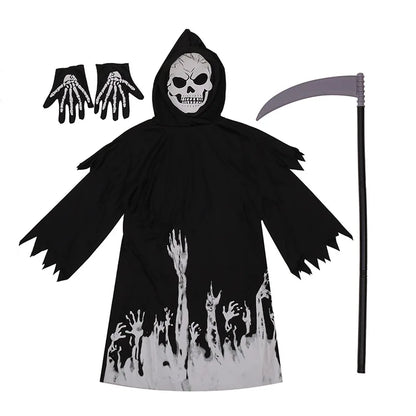 Horror Death Cosplay Costume Skull Face Mask Luminous Ghost Reaper Robe Halloween Skull Hooded Cloak Outfit - product image 6