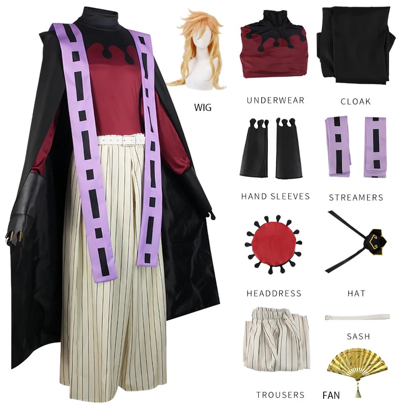 Anime Douma Costume Demon Costume Slayer Tops Cloak Pants Headdress Fan Douma Suti Wig - Style D / XXL