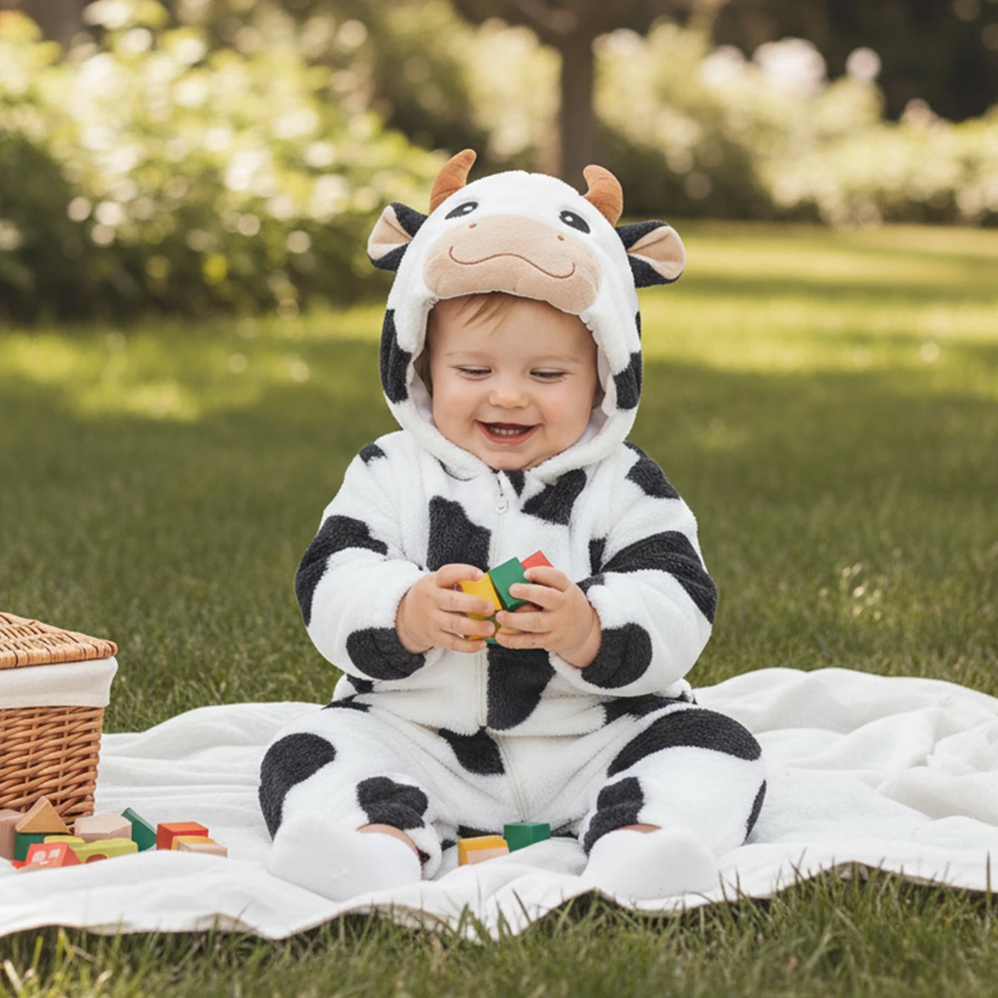 Kids' Romper Long Sleeve Hooded Fall Bodysuit Cow Costume - alternate view 3