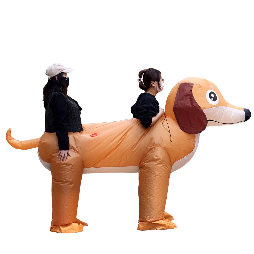 Adult Two-Person Inflatable Dog Costume – Funny Halloween Party Outfit