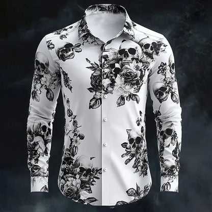 Men's Skeleton Skulls Shirt Button Long Sleeve Costume - alternate view 6