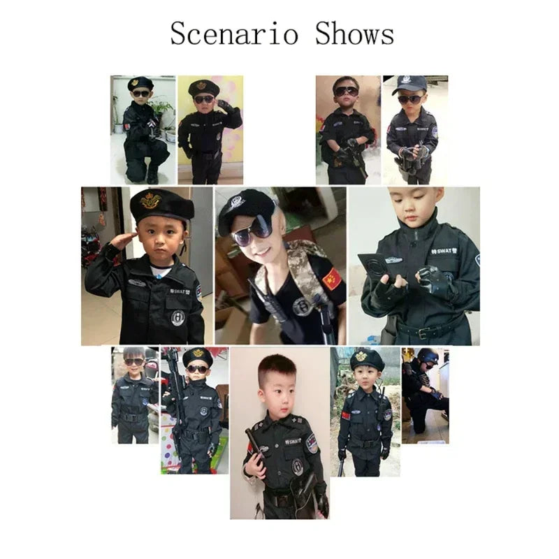 Cosplay Children Policeman Costumes Kids Christmas Party Carnival Police Uniform Halloween Boys Army