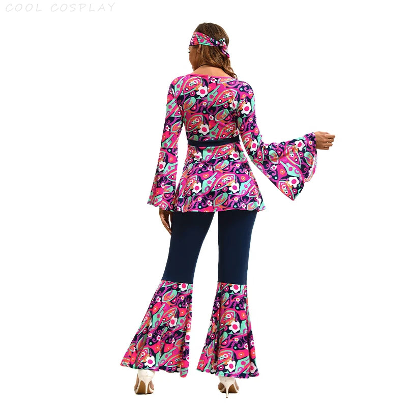 60s 70's Disco Costume for Women Men Couple Hippie Disco Cosplay Costume Up for Adult Hippie Rock Disco Night - product image 4