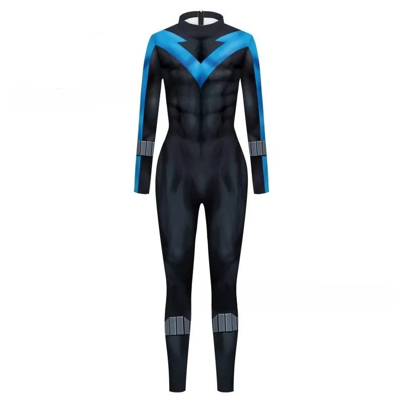 Hot Nightwing Costume Bodysuit Superhero Comic Anime Zentai Suit Halloween Men Male - Costume 1 / 140