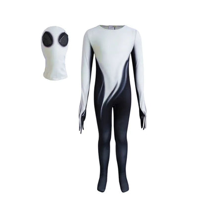 Halloween Horror Grim Reaper Child Costume Cartoon Printed Spooky Ghosts and Goblins Jumpsuit Adult Child Cosplay Mask Dress Up