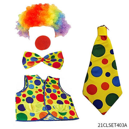 Clown Costume - Nose Wig Bow Tie Shoes Headband Gloves Hat Stockings and Vest Dress Up - 12 / One Size