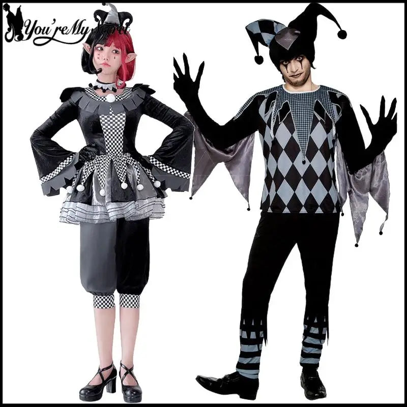 You're My Secret Couple's Clown Costumes Suit Halloween Adult Cosplay Costumes Gothic Clown Top Pant with - product image 1