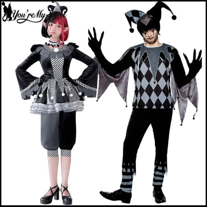 You're My Secret Couple's Clown Costumes Suit Halloween Adult Cosplay Costumes Gothic Clown Top Pant with - product image 1