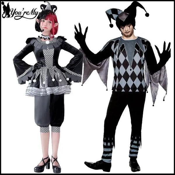 You're My Secret Couple's Clown Costumes Suit Halloween Adult Cosplay Costumes Gothic Clown Top Pant with - product image 1