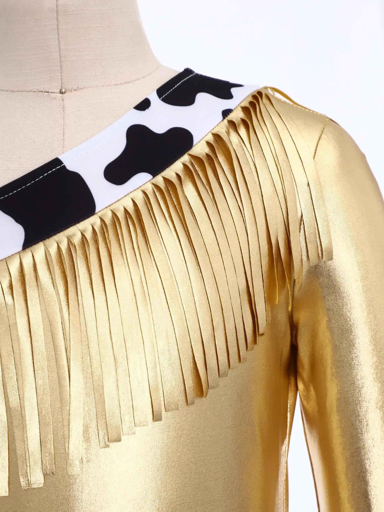 Kids' Cowboy Western Cowgirl One Shoulder Fringe Metallic Costume - alternate view 5