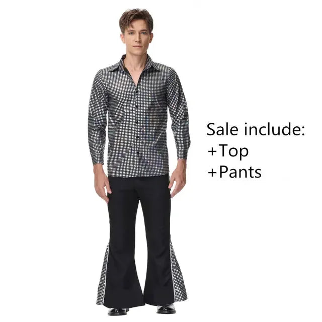 Festival Music Hippie Costumes Set 70s 80s Cosplay Costume Suit Men Fancy Disguise Vintage Rock Disco Club Set - product image 8
