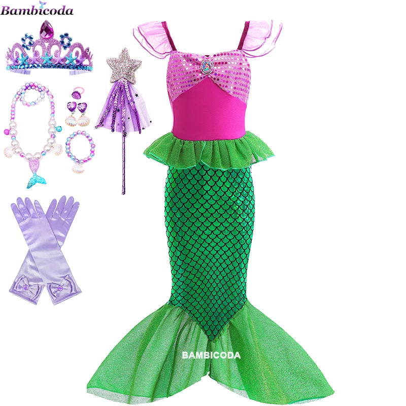 Ariel-Inspired Mermaid Princess Costume for Girls | Dress-Up Gown