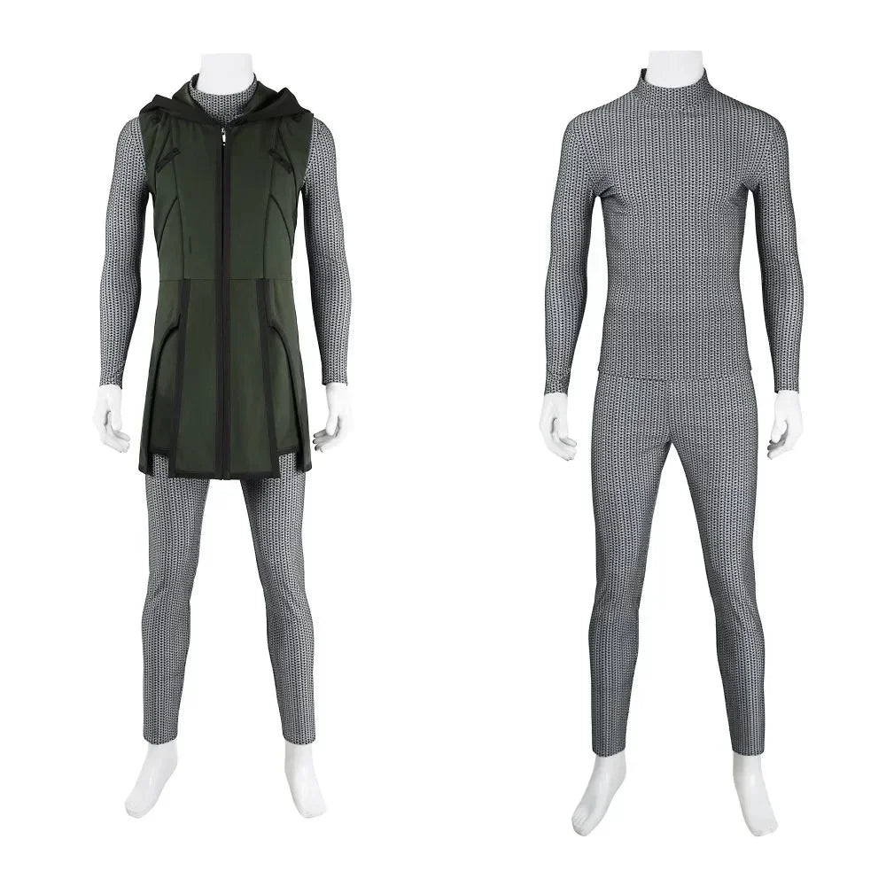 Halloween Black Doom Costume Vest Pants Cloak Outfit Full Set and Individual Items Are - Under top pants / S