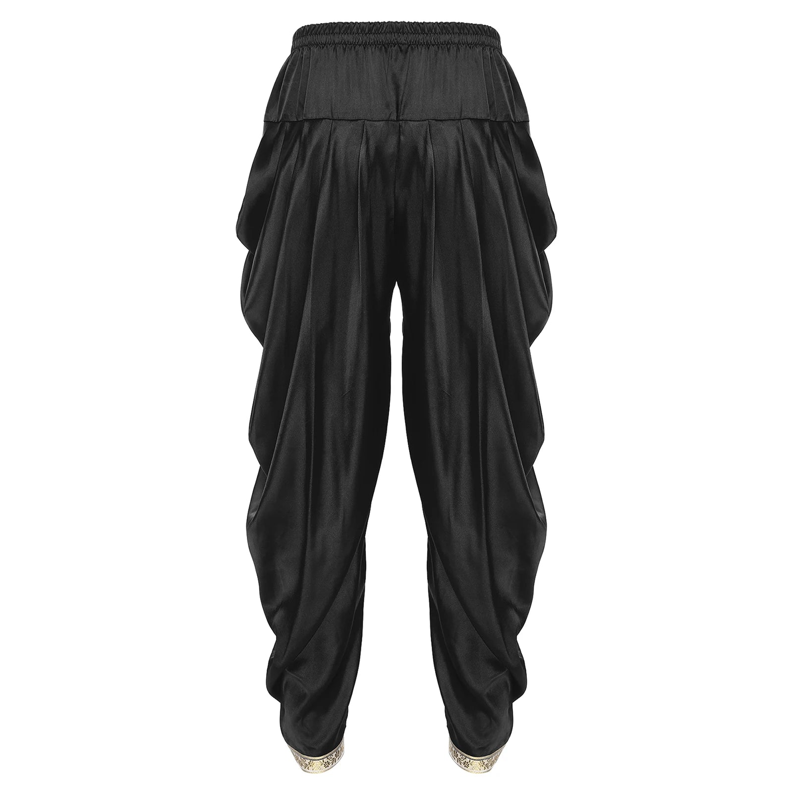 Men's Arabian Prince Elastic Waist Draped Baggy Trousers Satin Costume - alternate view 4