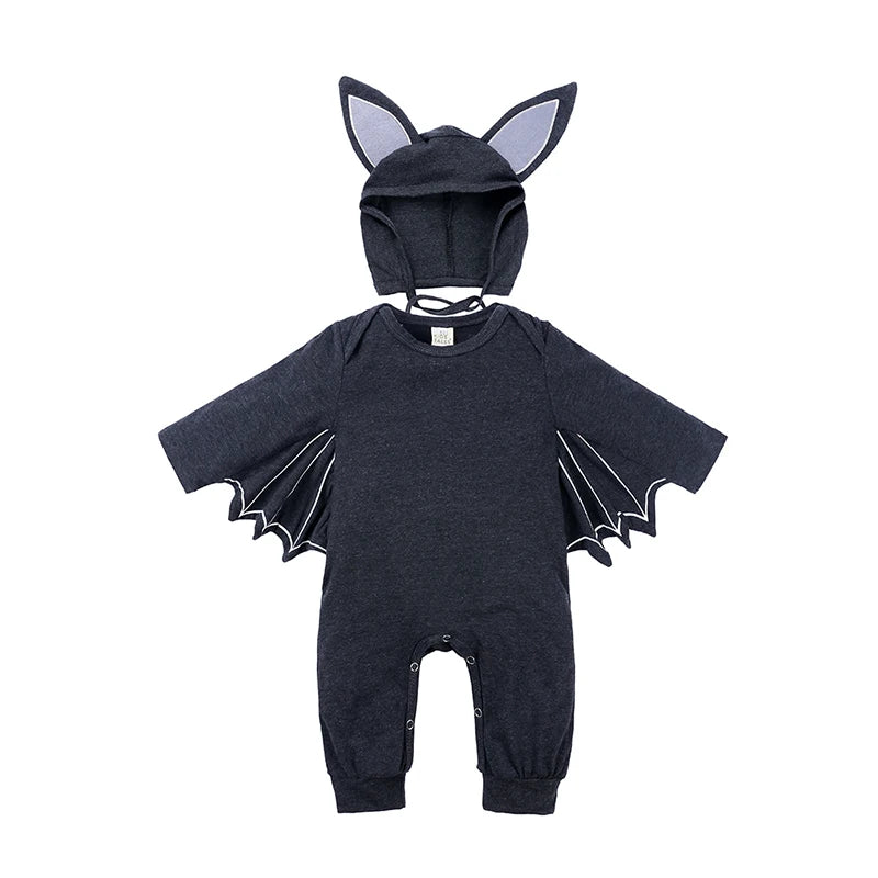 Baby Jumpsuit Pumpkin Head Skull Bones Infant Costume Bat Romper Long Sleeve Round