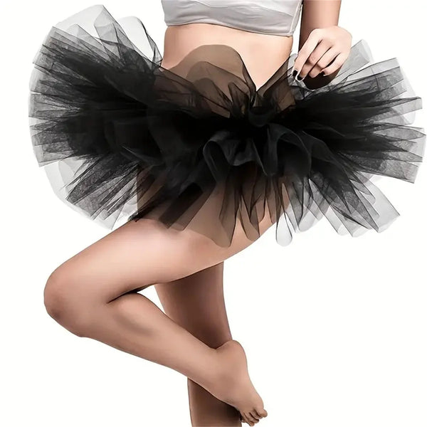 Women's 5-Layer Tulle Tutu Skirt – Fluffy 1980s Halloween Costume