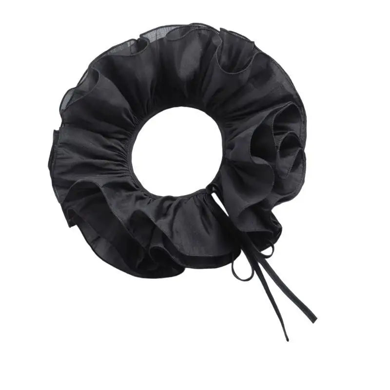39BD Clown Costume Mesh Ruff Collar Halloween Decoration Victorian Neckpiece - Black / China Mainland