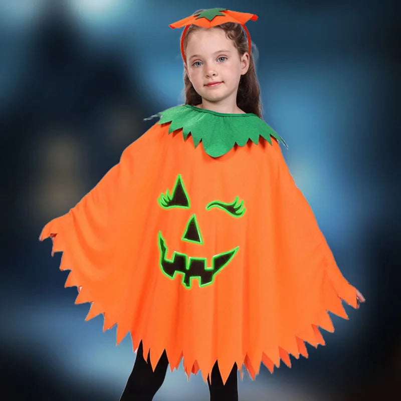 Glow-in-the-Dark Pumpkin Costume – Adult & Kids Halloween Cloak