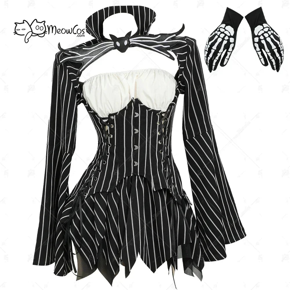 Women's Gothic Cosplay Costume with Skirt & Gloves - black S