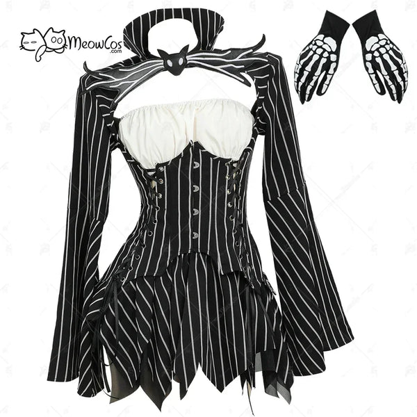 Women's Gothic Cosplay Costume with Skirt & Gloves - black S