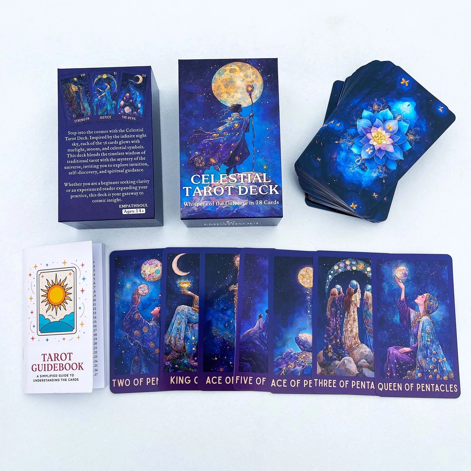 Classic Celestial Tarot Deck – 78 Cards with Guide